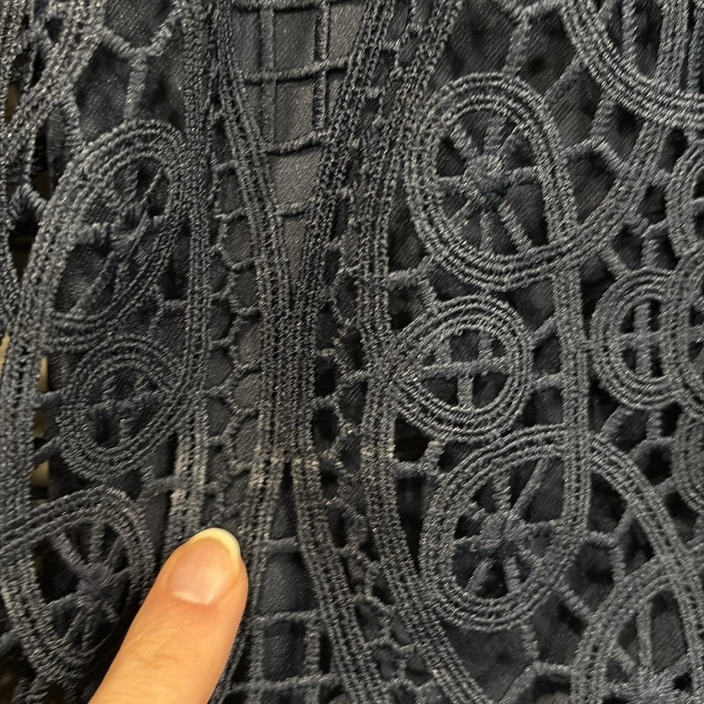 Miami Lace Boho Bohemian Sleeveless Midnight Blue Dress Sz L - Picture 12 of 12